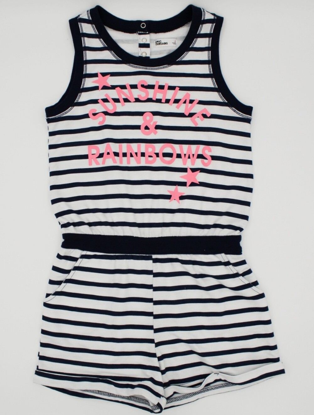 Epic Threads Girls Nautical Striped Romper Size L White & Navy